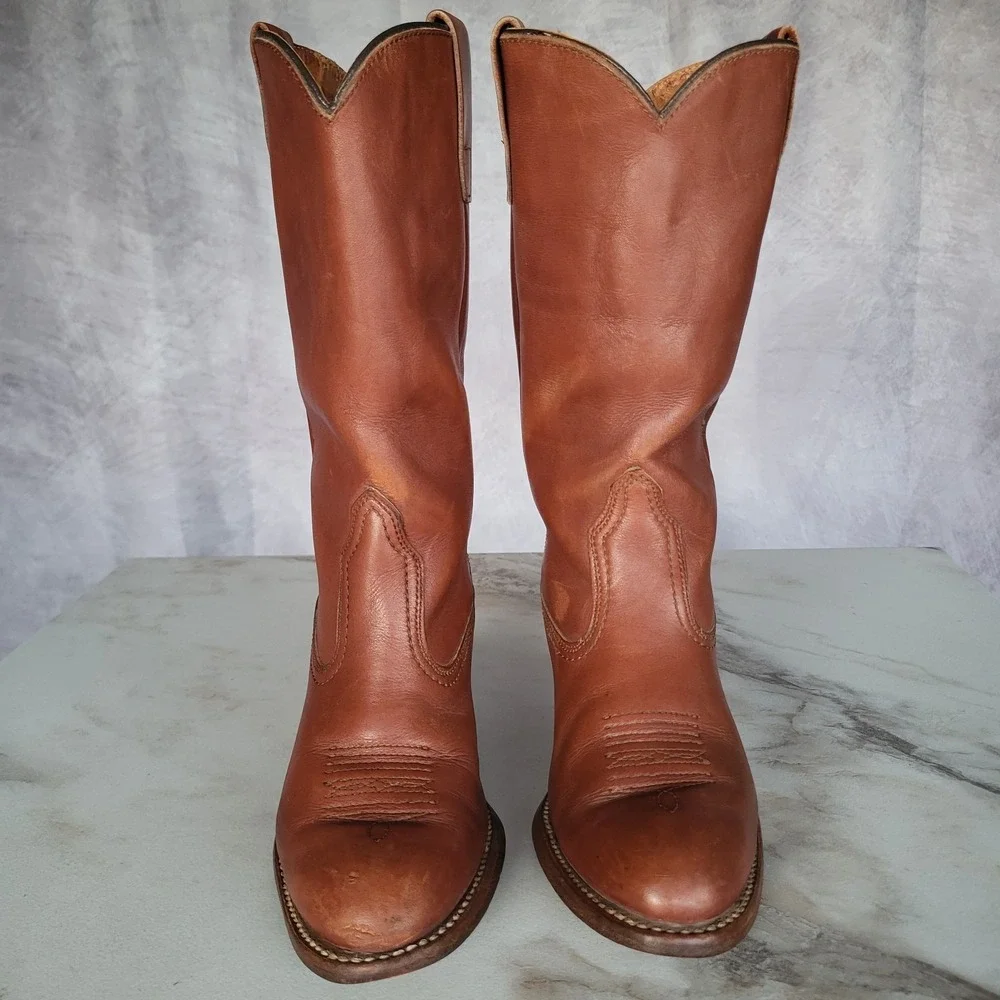 Size 6 M Vintage Wolverine Block Heel Western Boots Women's Tall